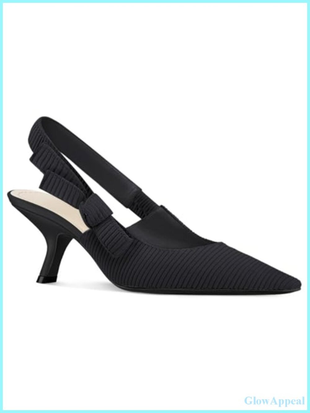 Womens Slingback Kitten Heels Pointed Toe Bow Knitted Slip On Pumps